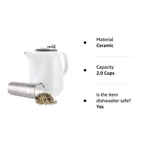 Tealyra - Daze Ceramic Large Teapot White - 47-Ounce (6-7 Cups) - With Stainless Steel Lid Extra-Fine Infuser For Loose Leaf Tea - 1400Ml #TOP6
