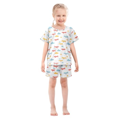 Plane Clouds Cute Pajama Set Pajamas Sleepwear Nightwear Loungewear Clothes Set B0403582