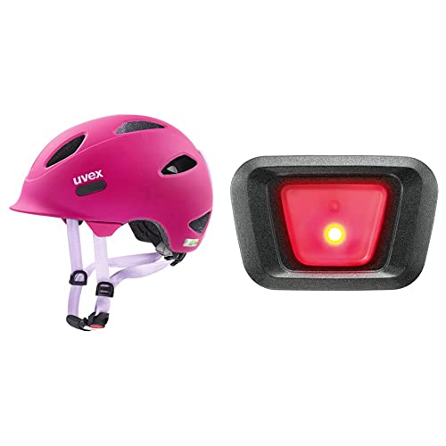uvex Unisex Jugend, OYO Fahrradhelm, Berry - Purple mat, 50-54 cm & Unisex Plug-in Led Xb048 Finale Visor Fahrradhelm Beleuchtung, red-Black, Einheitsgröße EU