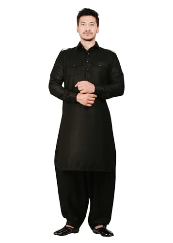 Image of K-ROYALS Men's Cotton Blend Pathani Kurta Pyjama Suit