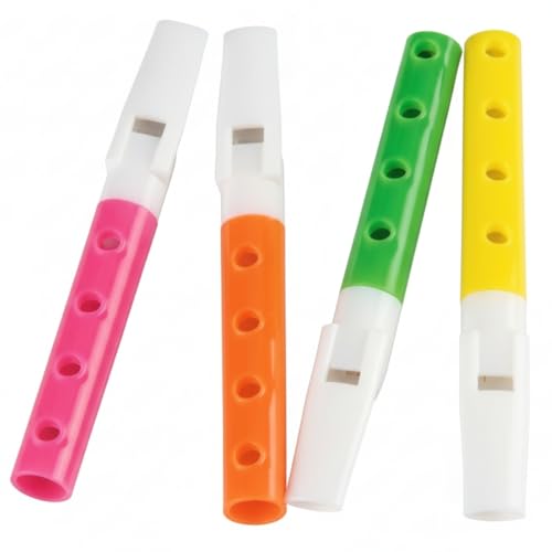 Bulk 48 Pc Bright Mini Flutes for Kids – Colorful Plastic Toy Noisemakers for Birthday Parties...