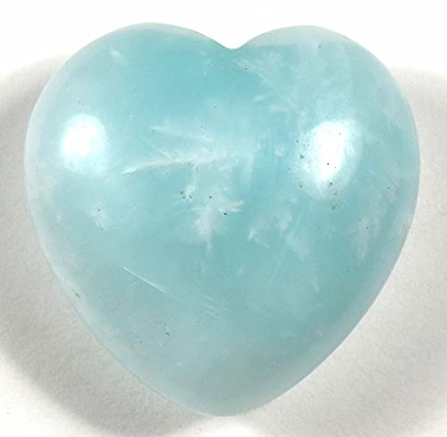 30mm Blue Aquamarine Puffy Heart Polished Natural Sparkling High Grade Beryl Gemstone Crystal Mineral Specimen - Brazil (1PC)