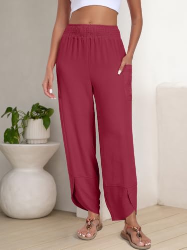 Image of ANRABESS Womens Wide Leg Palazzo Capri Barrel Pants