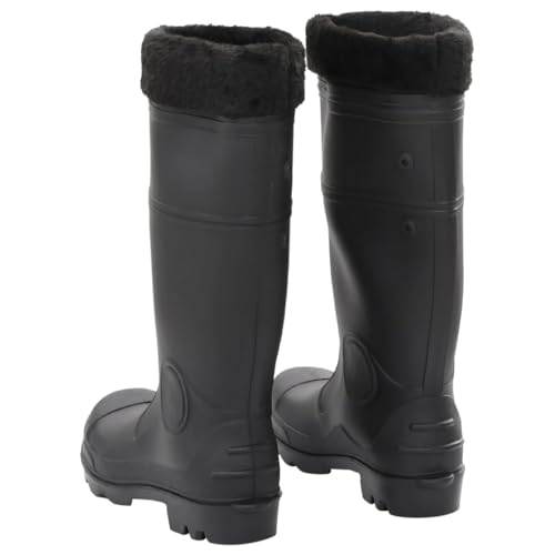 vidaXL Gummistiefel mit Herausnehmbarem Innenfutter, Regenstiefel Rutschfest, Anglerstiefel Wasserdicht, Arbeitsstiefel Gartenstiefel Langschaft Stiefel, Schwarz Größe 38 PVC