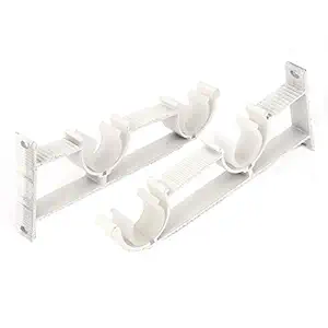 Ubersweet 1-inch Dia Double Clips Drapery Rod Wall Bracket White 2pcs