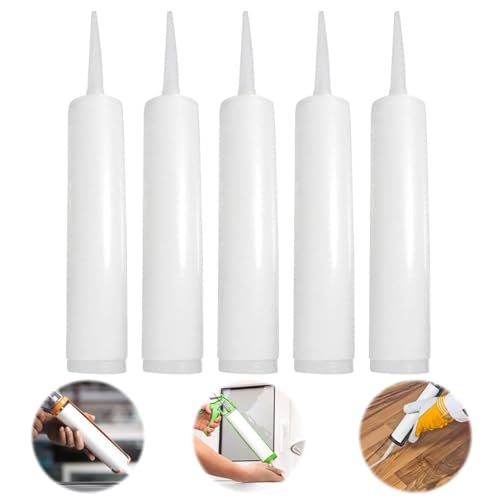 5 Piezas Tubos de Sellado Vacíos, Herramientas Rellenables, Sellado Tubos Silicona Cartucho Mano Herramientas, para Grietas de Juntas, Azulejos, Reparaciones de Bricolaje, Ventanas para Interiores