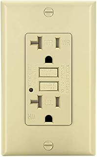 BESTTEN 20 Amp Self-Test GFCI Outlet, Outdoor Weather-Resistant Receptacle with LED Indicator, Wallplate