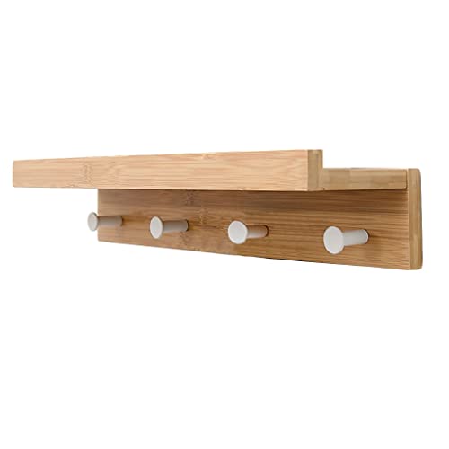 Mgchowue Garderobe mit Regal, Hölzern an Der Wand Montiert Kleiderhaken Perfekt für Flur, Schlafzimmer, Wohnzimmer, Badezimmer, Allzweckraum, 4 Haken/5 Haken (Size : 4 Hook) Cover