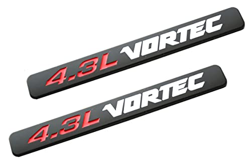 Image of SSDD 2pcs 4.3L Vortec Emblems Hood 4.3 L Engine Badge 3D Decal Replacement for Silverado Z71 Gmc Sierra (Black /White), CH-4.3L Vortec