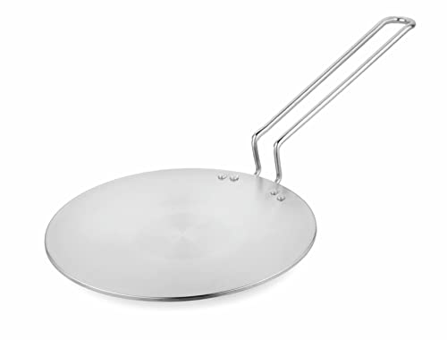 Image of Prabha Stainless Steel Tri-Ply Induction Base Roti Tawa 28cm - Best for Kitchen Use, Sturdy Handle - Ultimate Roti Tawa Solution