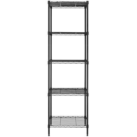 Finnhomy Heavy Duty 5 Tier Wire Shelving Unit, 18x18x59-inches 5 Shelves Storage Rack, Metal Shelving with Thicken Steel Tube, NSF Certified, Black Cover