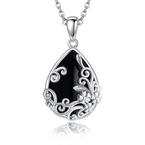 Black Onyx Necklace 925 Sterling Silver Black Onyx Pendant Jewelry Gift for Women