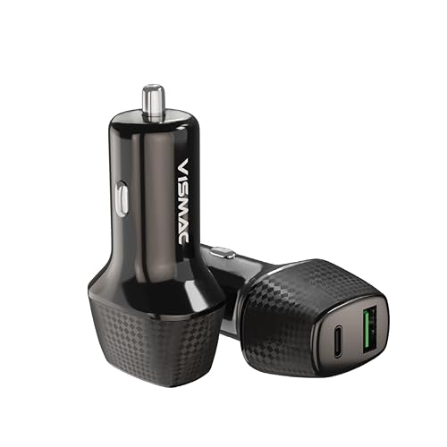Image of Vismac 48W Fast Car Charger, Dual Port Type-C PD & USB-A QC 3.0, Intelligent Protection, Overheat Safety, Smart Compact Design, Universal Charging for All Devices