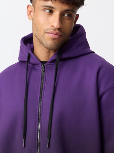 Image of The Souled Store Ombre Hoodie : Amethyst Men and Boys Full Sleeves Hooded Neck Purple Ombre Drop Shoulder Streetwear Trendy Cotton Blend Casual Winter Wear Oversized Zipper Hoodie
