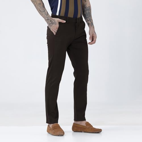 Image of BASICS Premium Cotton Stretch Formal Trousers for Men | Office Pants