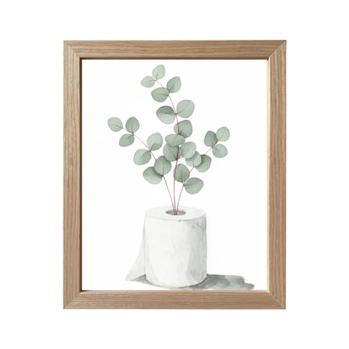 Botanical Bathroom Wall Art Framed Sage Green Bathroom Signs Decor Eucalyptus Leaf Canvas Prints Boho Minimalist Aesthetic Artwork