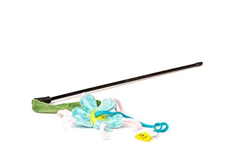 Petuky Canne Jouet Chat à Ressort avec Fleur et Papillon, 40u00a0cm