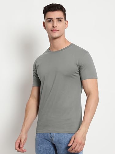 Image of BEYOUNG Cotton Regular Fit Plain T-Shirt for Men | Flexible Round Neck | Casual T-Shirt | Solid T-Shirt | Half-Sleeves | Stylish T-Shirt