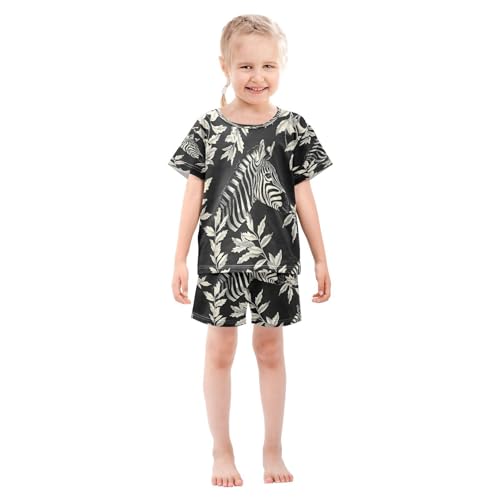 senya Short Sleeve Pajamas Sets Summer Cotton Sleepwear Zebra and Leaves3