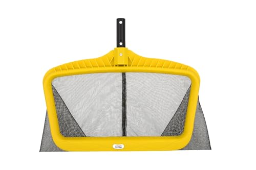 Image of POOLX Heavy Duty Plastic Leaf rake with Long wear Screen mesh Deep net for Pool Cleaning (Yellow)