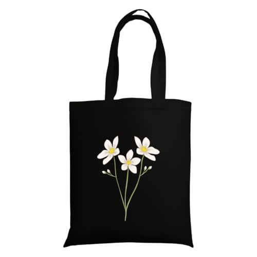 Image of STRUTT Foldable Canvas Tote Bag for Women,Tote Bag for College Girls, 100% Organic Cotton Reusable Shopping Bag for Grocery, Eco-Friendly Multi-Purpose Bag for Travel & Daily Use - White Daisy