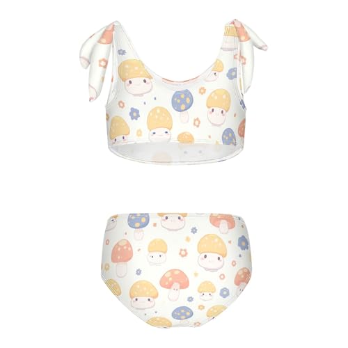 KLL Seamless Mushroom Flowers Girls 2 Piecing Bikini Set Quick-Dry Swimsuits Swimming Suits Cute Shoulder Strap2
