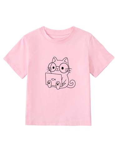 Image of Girl's Cute Cat Graphic T-Shirts Funny Animal Lover