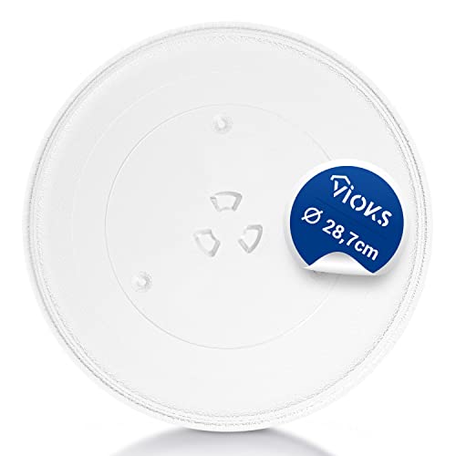 VIOKS Plateau tournant pour micro-ondes - Diamètre : 287 mm - Plaque en verre - 28,7 cm - Plateau tournant pour micro-ondes - Plateau tournant avec 3 picots -...