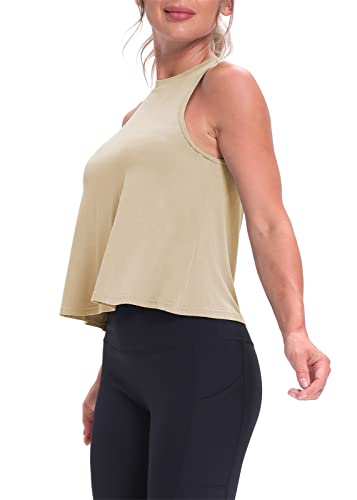 Image of Mippo Crop Tops for Women Womens Workout Tops Flowy Cropped Tank Tops Athletic Shirts