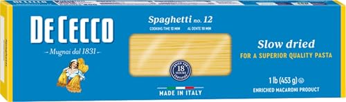 Image of De Cecco Spaghetti No. 12 Pasta, 16 Oz, Authentic, Slow Dried, Made with Durum Wheat, Versatile Pasta for Sauces & Recipes, Made in Italy | Authentic, Slow Dried, Made with Durum Wheat, Versatile Pasta for Sauces & Recipes, Made in Italy
