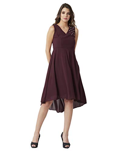 Image of Miss Chase Women's Round Neck Sleeveless Floral Ruffled GatheKnee-Long Skater Dress
