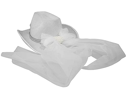 Nicky Bigs Novelties Western Bride To Be Cowgirl Hat With Veil - Bachelorette Party Supplies, White, One Size #TOP2