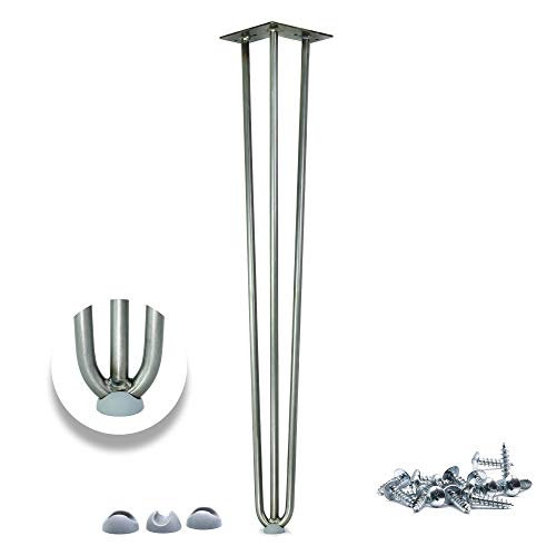 28 Inch Hairpin Legs 1/2 Inch Thick Heave Duty - RAW Steel - Leg Protectors, Screws, Set of 4 – Easy to Install - Metal Legs - Desk Legs - Furniture Legs - Mid Century Modern by Homeland Hardware