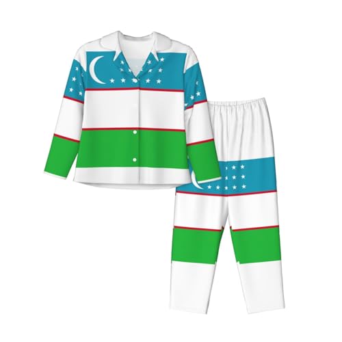 Ensemble pyjama manches longues drapeau Ouzbékistan cadeau de nuit original