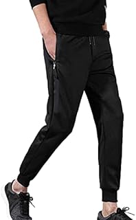 Donkivvy Mens Fleece Lined Jogging Bottoms Sports Pants Winter Warm Tracksuit Bottoms Casual Thermal Trousers Gym Workout Sweatpants, Black, L
