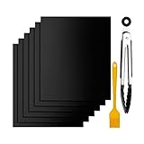 ☚El kit de alfombrillas para parrilla☛Consta de 6 láminas de 50 x 40 cm + pinzas para hornear + cepillo de aceite reutilizable, apto para cualquier grill u horno. El grosor de 2 mm es suficiente para garantizar una resistencia al calor y una durabilidad extremadamente altas, puede mantener el calor a 260 ° C. ¡Muchos también usan este tapete para parrilla y papel de aluminio para parrilla como superficie para hornear en el horno!