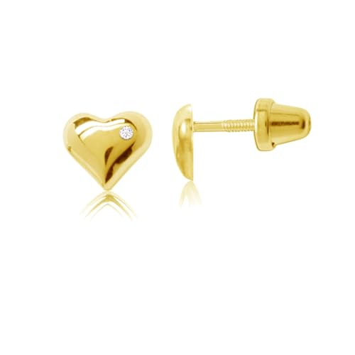 Cherished Moments Children's 14K Gold-Plated Puff Heart Stud
