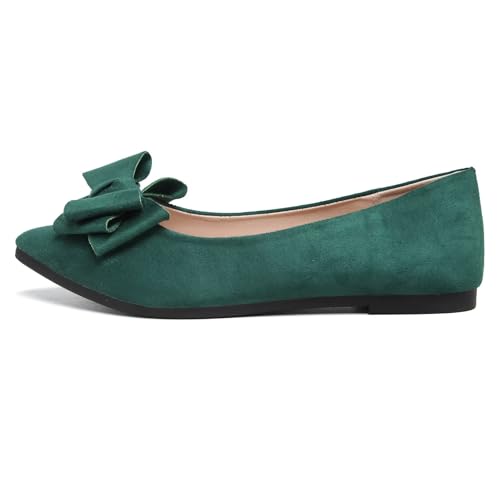 Image of TN TANGNEST Women's Flats Comfortable Dressy Slip On | Pointed Toe Bow Ballet Shoes, Business Casual Office Flats, Suede Flat Shoes