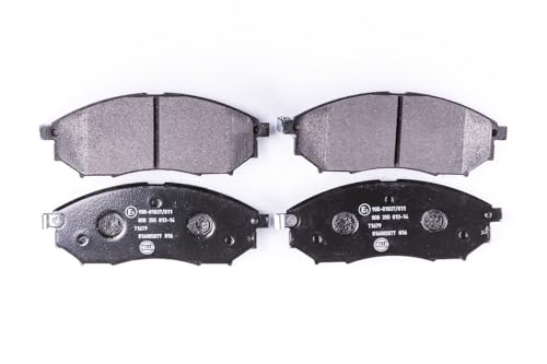 HELLA 8DB 355 013-141 Brake pad set - with acoustic wear warning - T1679 - for e.g. INFINITI / MITSUBISHI / NISSAN / RENAULT