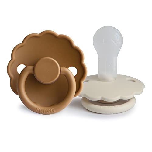 Image of FRIGG Daisy SilkySoft Silicone Baby Pacifier | Made in Denmark | BPA-Free (Cappuccino/Cream, 6-18 Months)