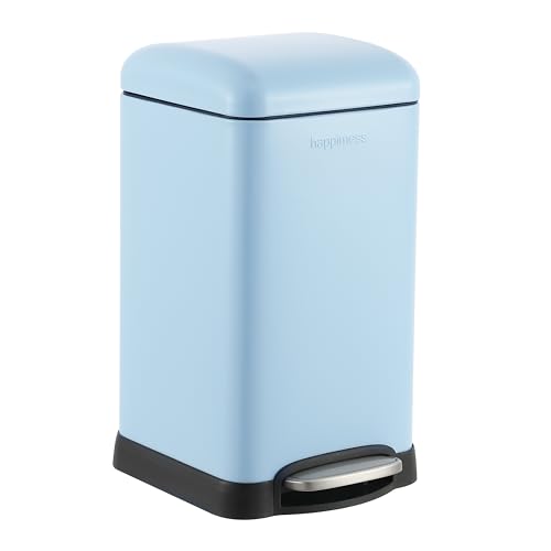 Image of happimess Betty Retro Mini 3.2 Gal Step Trash Can, Tide Pool Blue