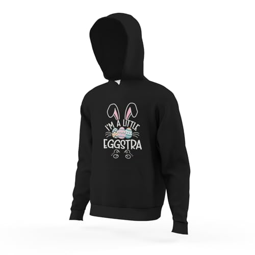 Kids Retro I’m A Little Eggstra Funny Happy Easter Boys Girls Lightweight Kangaroo Pocket Hoodies4