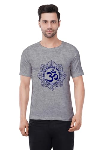 Image of Caseria Men's Cotton Printed T-Shirt -Om Designer | 100% Cotton | Half Sleeves | Regular Fit | Printed | Round Neck | Graphic T Shirt