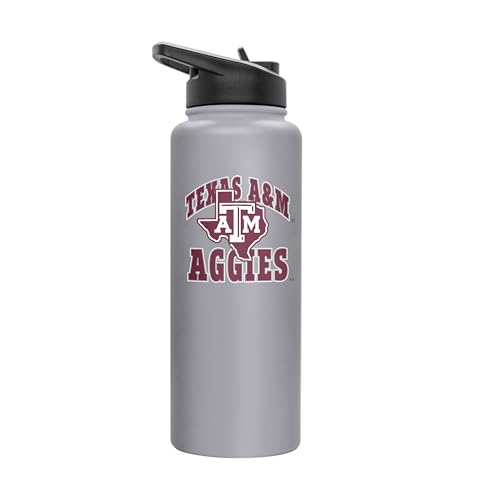Image of Logo Brands NCAA Texas A&M Aggies Athletic 34 oz Stainless Steel Quencher Bottle - Double-Wall Insulated, No-Spill Lid, Easy Carry Handle - Keeps Drinks Cold For Hours