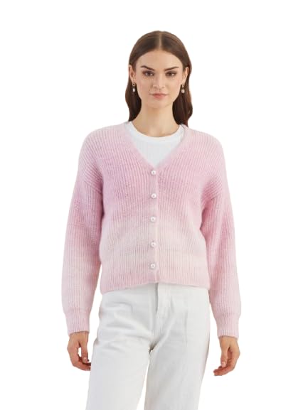 latin quarters Women's Pink V-Neck Full Sleeves Solid Casual Cardigan-picture-13