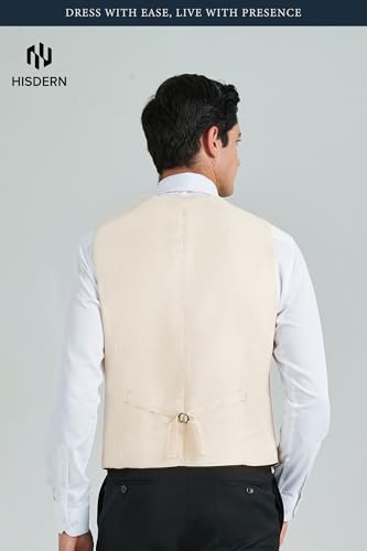 Image of HISDERN Mens Suit Vest Business Casual Dress Waistcoat Vest Solid Color Formal Wedding Vests for Suits or Tuxedo