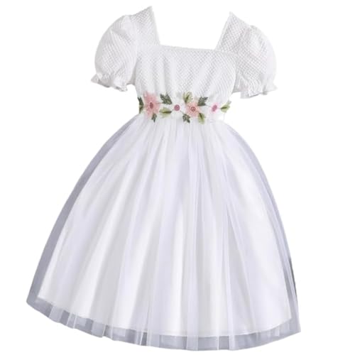 Image of Niren Enterprise Floral Embroidery Work Belt Short Sleeve Square Neck Boxer and net Flared Baby Girl Frock, Pack of 1