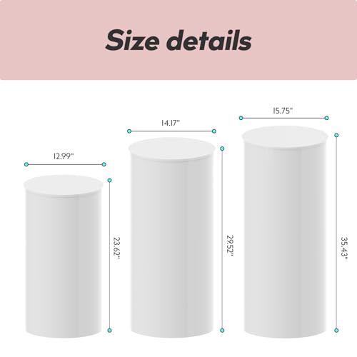 Sedeke 3PC Cylinder Pedestal Stands for Party, White Round Large Cylinder Tables, Pedestal Display Plinth Pillars for Wedding Ceremony Birthday Party Art Decor by Sedeke - Image 2