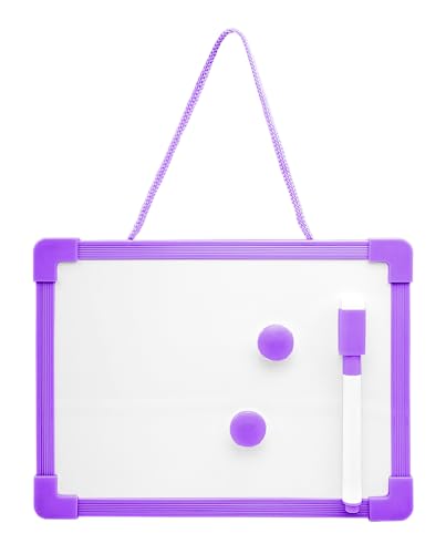 Mini Tableau Blanc Magnétique Effaçable avec Stylo Noir, Tampon Effaceur et 2 Aimants – 15x20 CM Multicolore - Pour Enfants Dessin, École, Maison, Bureau,...