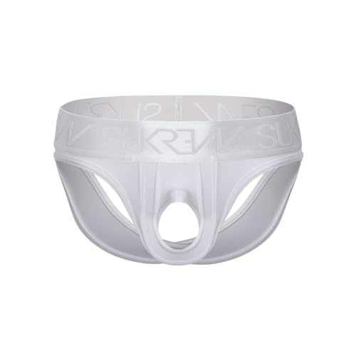 Slip homme U-Style V-Brief White Shimmer SUKREW sous-vêtement blanc bas taille